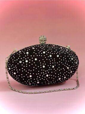 Black rhinestones Crystal-Studded Evening Clutch